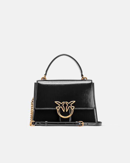 Pinko White Love Bag Glossy Handbag With Handle And Shoulder Strap