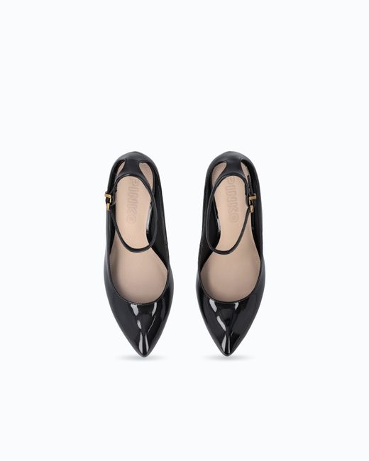 Pinko White Patent Leather Pumps With Wedge Heel And Ankle Strap
