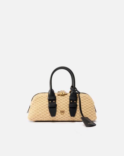 Pinko Natural Escape Bag Horizontal Small Raffia Handbag
