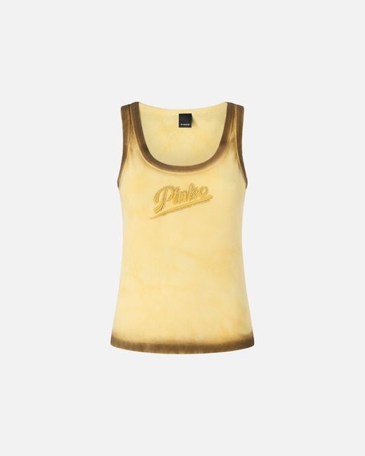 Pinko Metallic Spray-Effect Vest Top With Embroidery