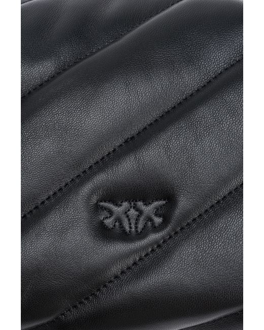 Pinko Black Mini Love Bag Puff In Colour-block Nappa Leather