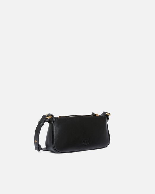Pinko White Leather Mini Half Moon Crossbody Bag