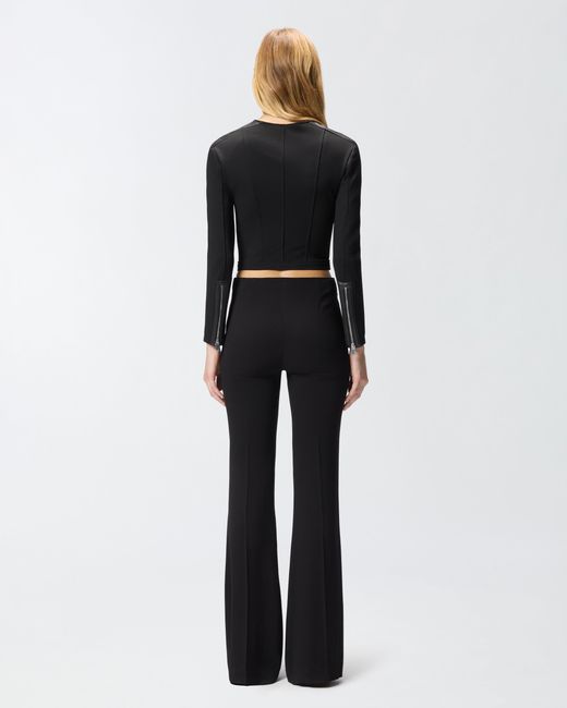 Pinko Black Leather Bustier Jacket With Zip