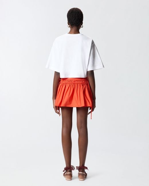 Pinko Red Short Skirt With Gathering And Drawstring