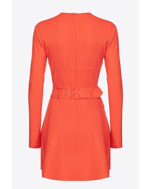 Pinko Mini Dress With Piercing Belt in Red Lyst