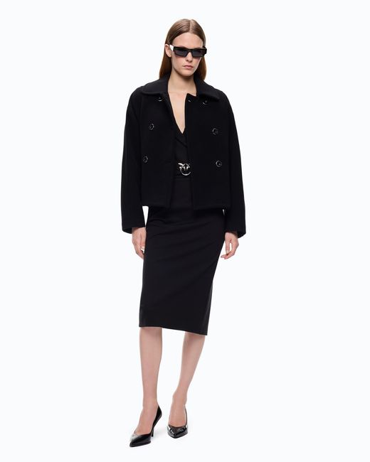 Pinko Black Double-Breasted Pea Coat