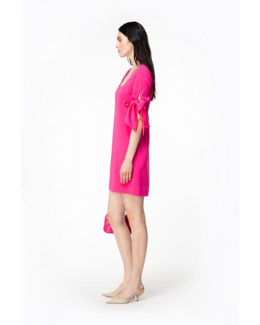 Pinko Pink Mini Dress With Bow On The Sleeves