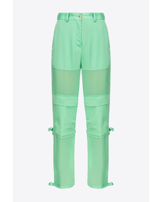 Pinko Green Satin And Georgette Cargo Trousers