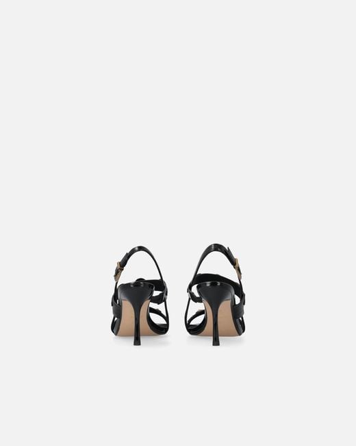 Pinko White High Slingback Sandals With Straps And Studs