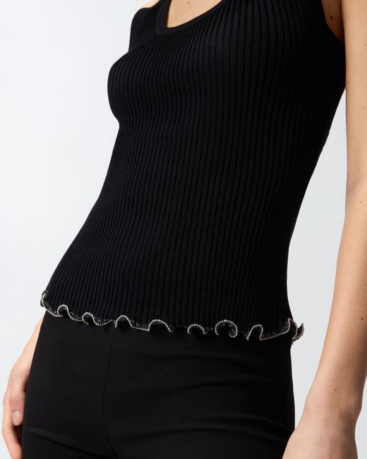 Pinko Black Ribbed Vest Top With Logo