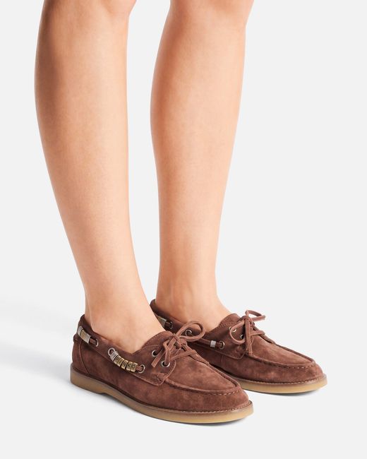 Pinko White Suede Moccasins With Jewel Details