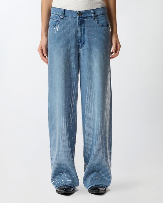 Pinko Blue Fully Sequinned Denim Jeans