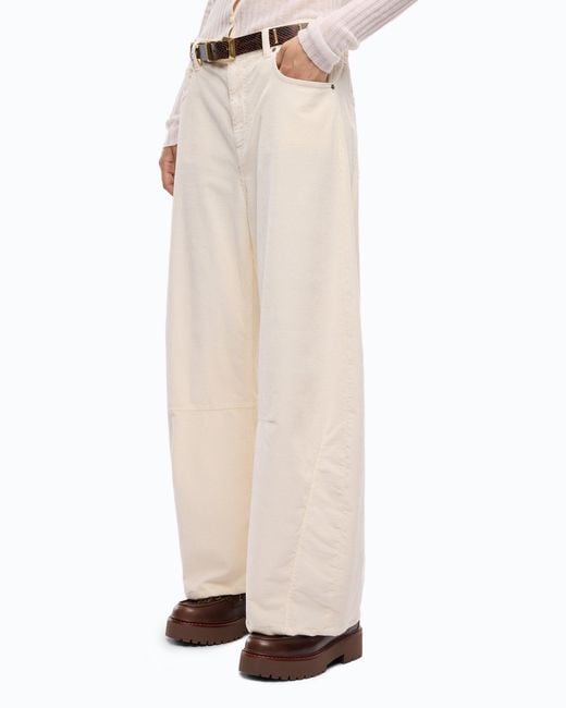 Pinko White Barrel-Fit Corduroy Trousers