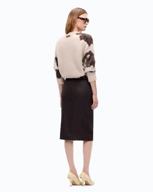 Pinko Natural Wool- And Alpaca-Blend Sweater With Floral Motif