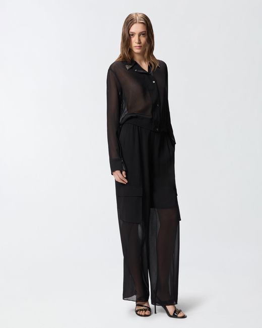 Pinko Black Semi-Sheer Shirt With Metallic Details