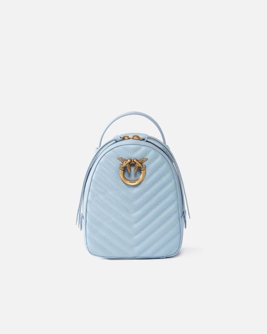 Pinko Blue Love Bag Mini Matelassé Leather Backpack, Light-Antique