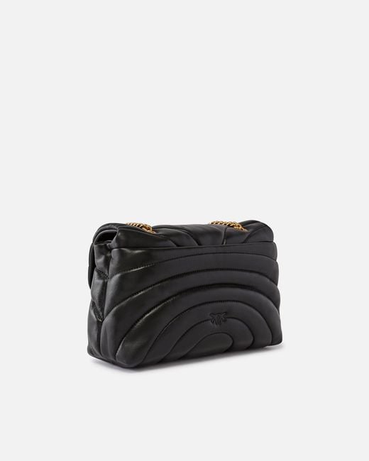 Pinko Black Love Bag Puff Large Butterfly Quilt Crossbody Bag