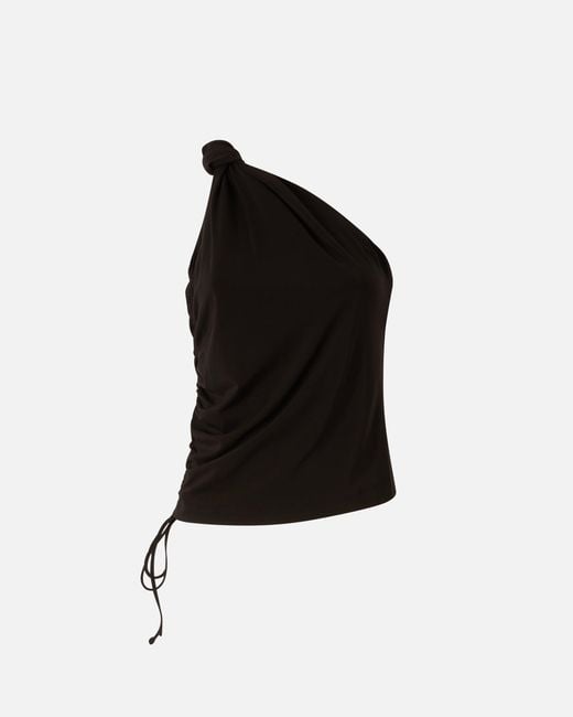Pinko Black One-Shoulder Top With Knot Detail