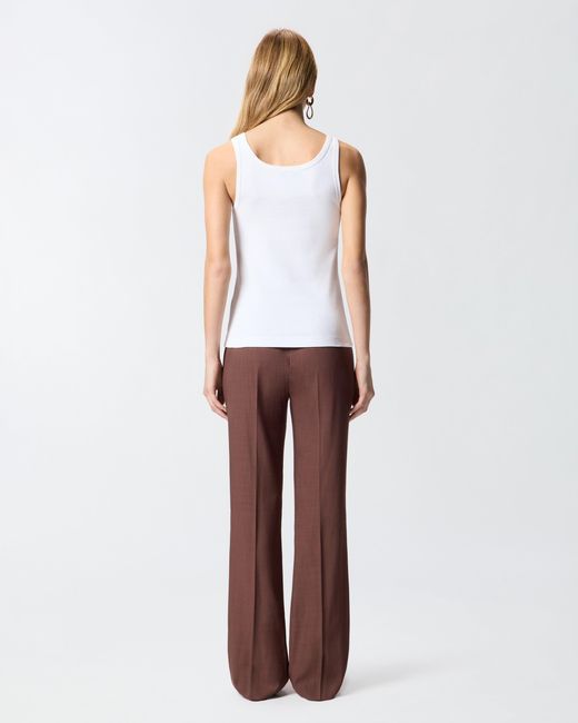 Pinko White Ribbed Vest Top With Love Birds Embroidery