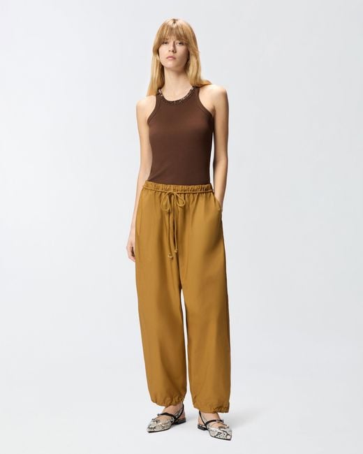 Pinko Natural Wide-Leg Trousers With Tie