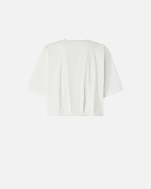 Camiseta Corta Y Ancha Con Logotipo Bordado Pinko de color White