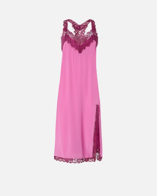 Pinko Pink Silk And Lace Lingerie Dress