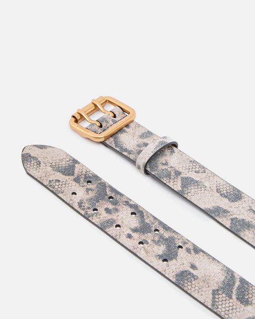 Pinko White Belt With Python Print, 4 Cm