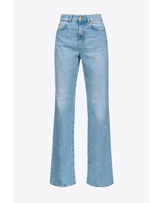 Pinko Blue Flared Jeans In Vintage Comfort Denim