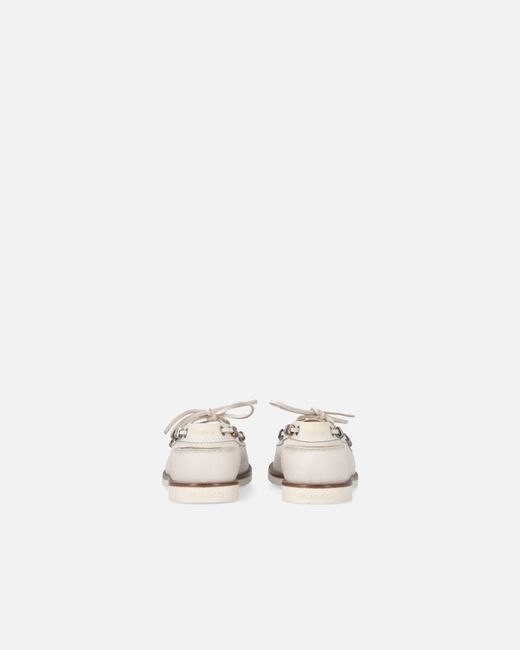 Pinko White Leather Moccasins With Jewel Details
