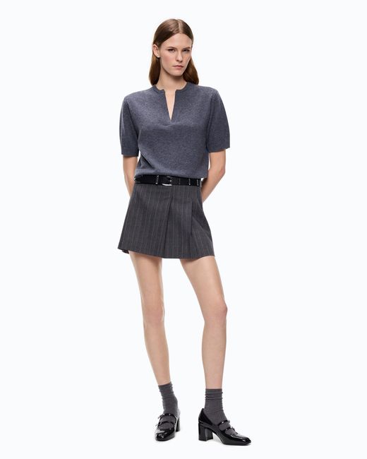 Pinko Black Pinstriped Mini Skirt With Macro Pleats