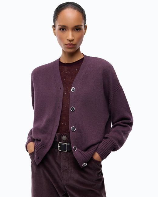 Pinko Purple Wool And Cashmere Cardigan