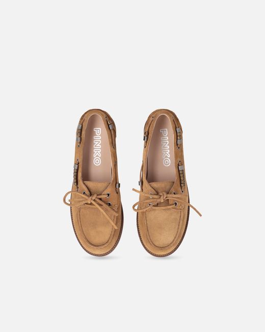 Pinko White Suede Moccasins With Jewel Details
