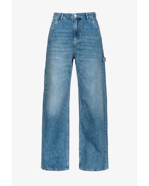 Pinko Blue Slouchy Wide-leg Jeans