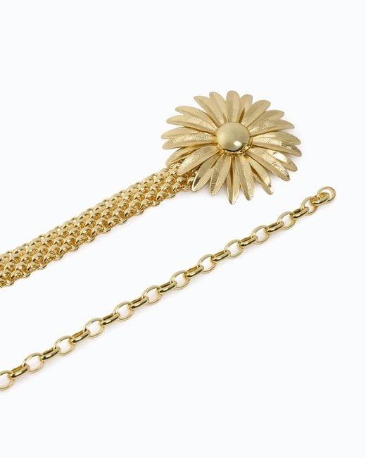 Pinko White Chain Belt With Flower, 1.5 Cm