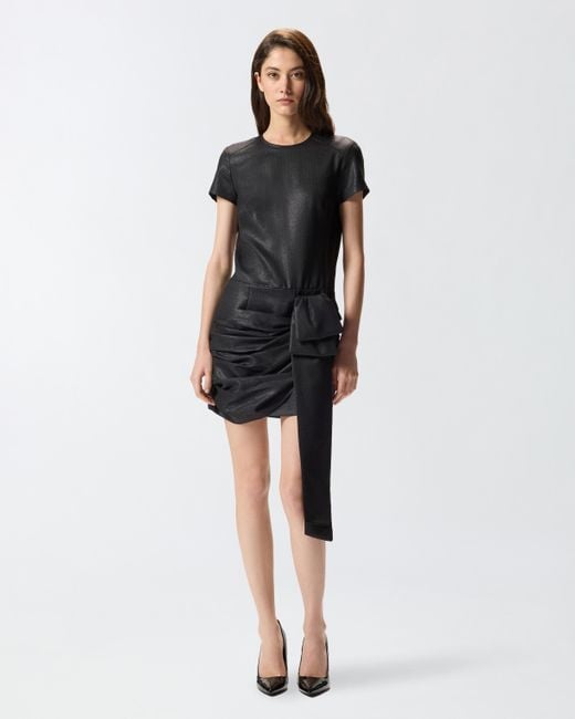 Pinko Black Short Pinstriped Dress With Draping