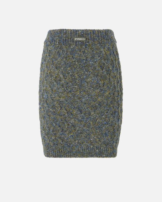 Pinko Green Knit Skirt With Jewel Embroidery