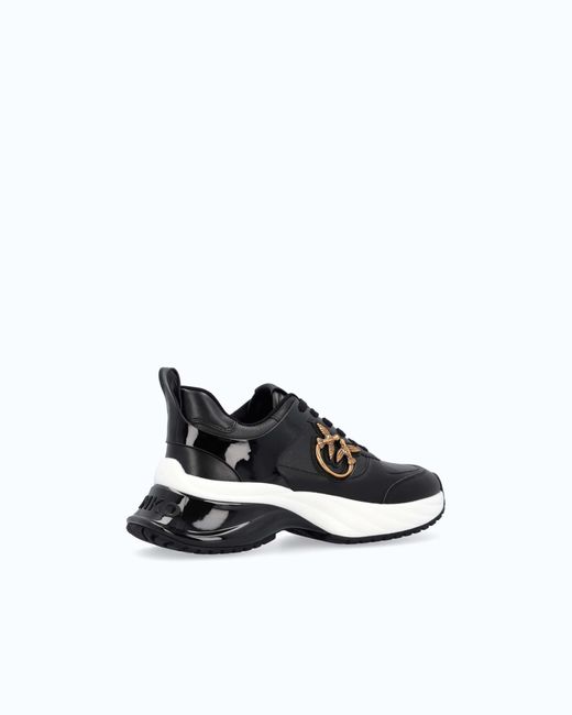 Pinko White Ariel Leather-Effect Sneakers With Mirror Detailing