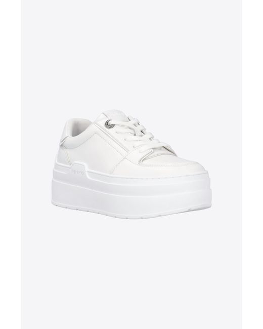 Sneakers platform color block di Pinko in White