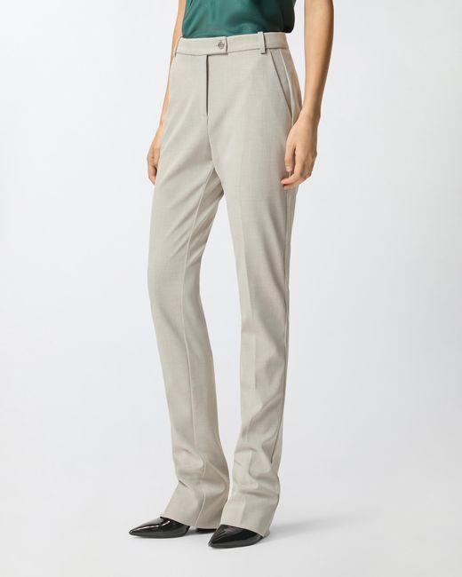 Pinko White Long Trousers With Rear Zip