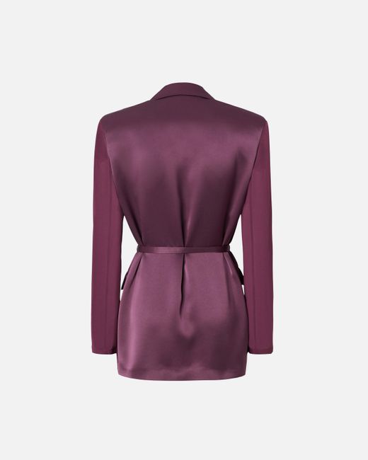 ボトムスその他 Pinko Shiny Purple Blazer With Tailored Fit Pinko Shiny Blazer With Transparent Sleeves in Purple | Lyst