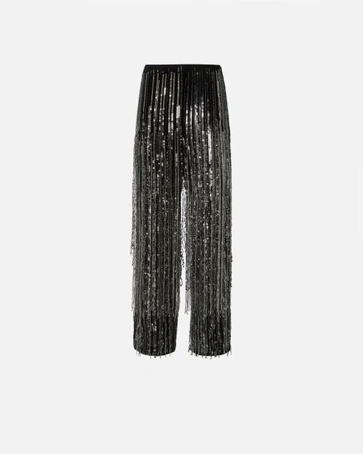 Pinko Multicolor Elegant Trousers With Fringing And Sequins