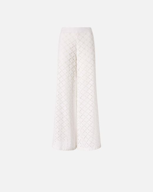 Pinko White Trousers With Openwork Motif