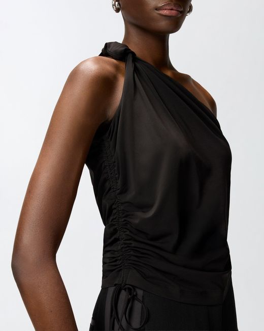 Pinko Black One-Shoulder Top With Knot Detail