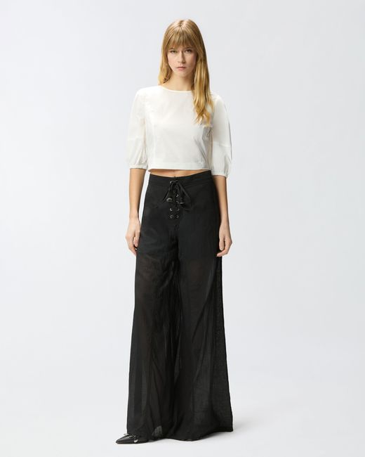Pinko White Cropped Backless Blouse