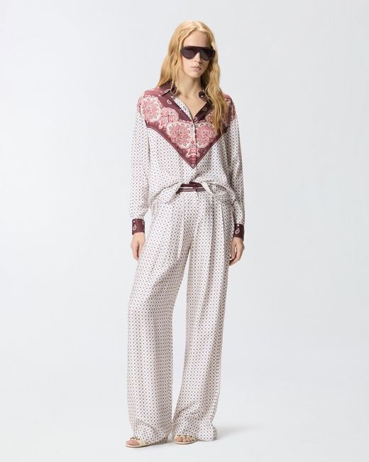 Pinko White Trousers With Tie Motif