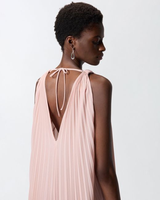 Pinko Pink Long Pleated Dress With Slit