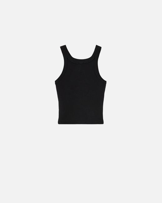 Pinko Black Cropped Vest Top With Logo