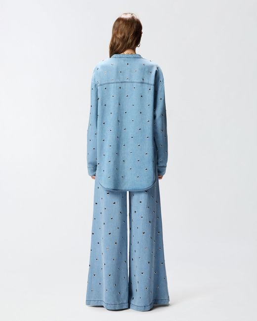 Pinko Blue Denim Blouse With Eyelets