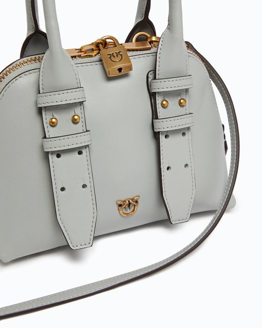 Pinko White Leather Mini Escape Bag Bowling Bag
