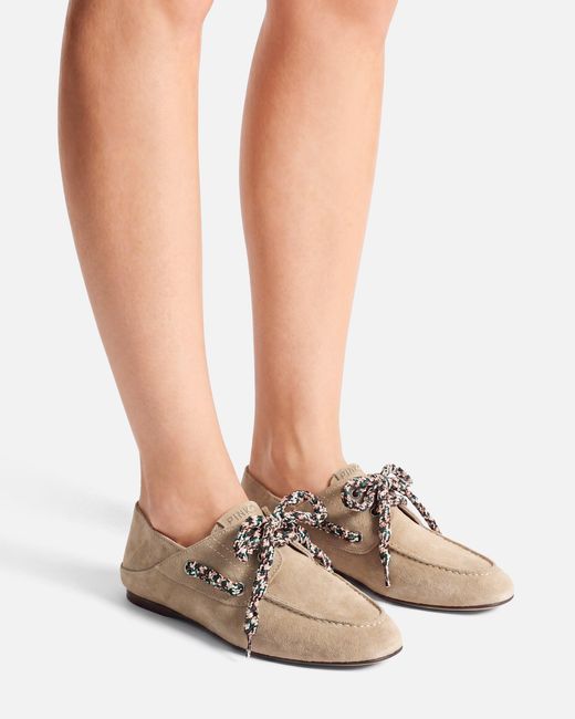 Pinko White Suede Moccasins With Multicoloured Laces
